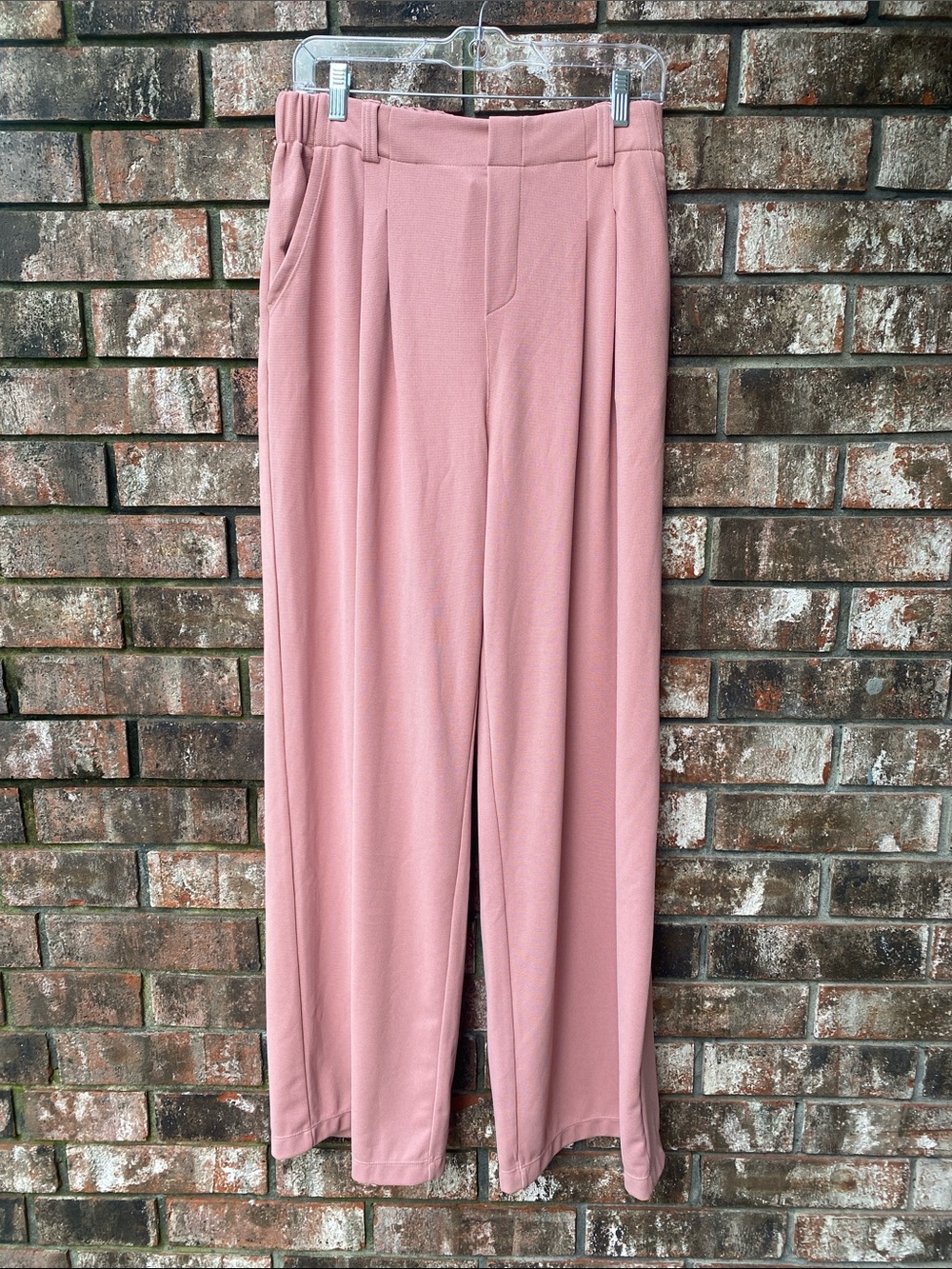 NWT HALARA Dusty Rose Wide-Leg Pull-On Pants